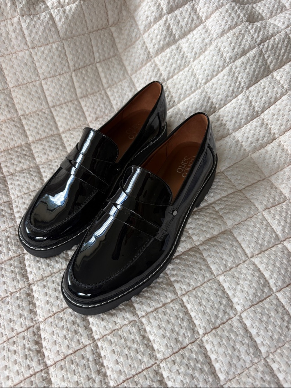 Franco Sarto Black Patent Loafers